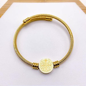 BRACELETE AÇO INOXIDÁVEL SÃO BENTO - DOURADO