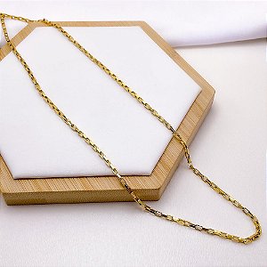 CORRENTE  AÇO INOXIDÁVEL 70CM TIJOLINHO 2.4MM - DOURADA