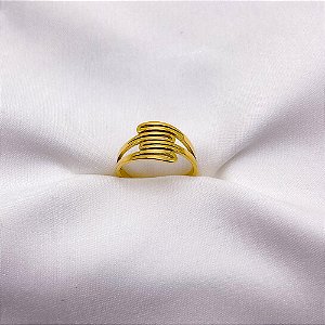 ANEL DE AÇO INOXIDÁVEL GEOMÉTRICO - DOURADO