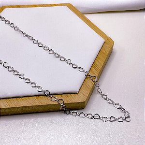 COLAR AÇO INOX 45 CM CORAÇÕES VAZADOS - PRATEADO