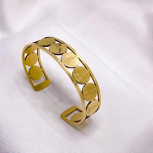 BRACELETE AÇO INOXIDÁVEL NOSSA SENHORA - DOURADO