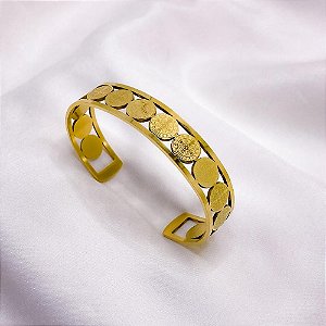 BRACELETE AÇO INOXIDÁVEL SÃO BENTO - DOURADO