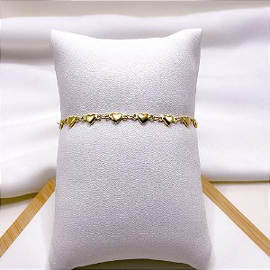 PULSEIRA AÇO INOXIDÁVEL CORAÇÕES - DOURADA