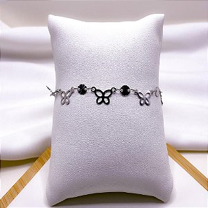 PULSEIRA AÇO INOXIDÁVEL BORBOLETA - PRATEADA