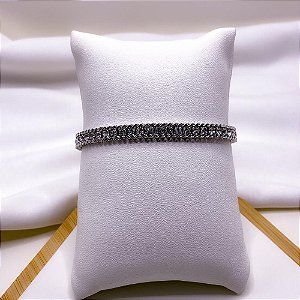 PULSEIRA AÇO INOXIDÁVEL RIVIERA CRISTAL - PRATEADA