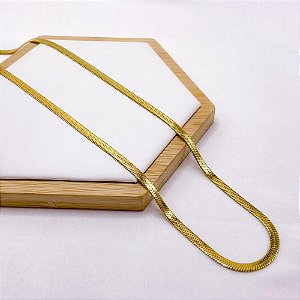 COLAR AÇO INOX FITA 08MM 60 CM - DOURADA