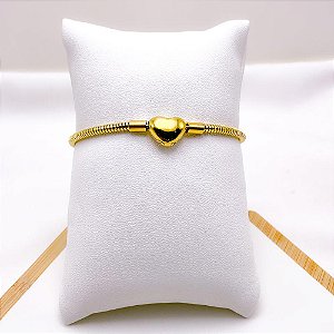 PULSEIRA AÇO INOXIDÁVEL SEMI RÍGIDA FECHO CORAÇÃO - DOURADA