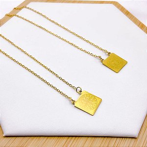 ESCAPULÁRIO DE AÇO INOXIDAVEL 50 CM SÃO BENTO - DOURADO