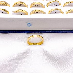 ANEL ACO INOXIDAVEL INPIRAÇÃO ALTA JOALHERIA - DOURADO (UNIDADE)
