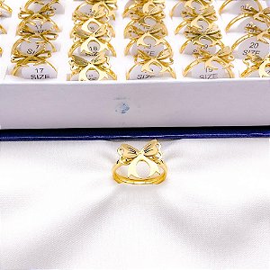 ANEL ACO INOXIDAVEL LAÇO 3D - DOURADO (UNIDADE)
