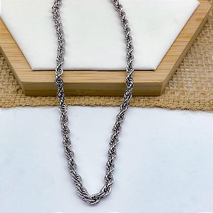 CORRENTE AÇO INOX CORDÃO BAIANO 1.0MM 50CM - PRATEADO