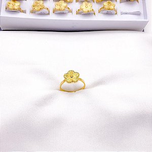 ANEL  AÇO INOXIDÁVEL FLOR - DOURADO