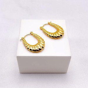 BRINCO AÇO INOXIDÁVEL ESTILO ARGOLA - DOURADO