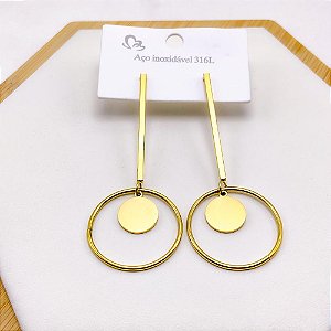 BRINCO AÇO INOXIDÁVEL GEOMETRICO - DOURADO