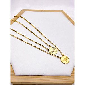 ESCAPULÁRIO AÇO INOX 50CM POMBA DA PAZ - DOURADO