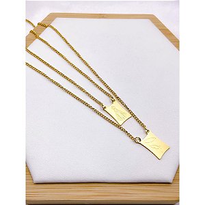 ESCAPULÁRIO AÇO INOX 50CM NOSSA SENHORA - DOURADO