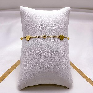 PULSEIRA AÇO INOXIDÁVEL CORAÇÕES - DOURADA