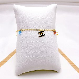 PULSEIRA AÇO INOXIDÁVEL INSPIRE-SE PEDRAS COLORIDAS - DOURADA