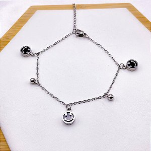 PULSEIRA AÇO INOXIDÁVEL SMAIL PRETO - PRATEADA