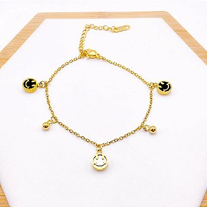 PULSEIRA AÇO INOXIDÁVEL SMAIL PEROLADO E PRETO - DOURADA