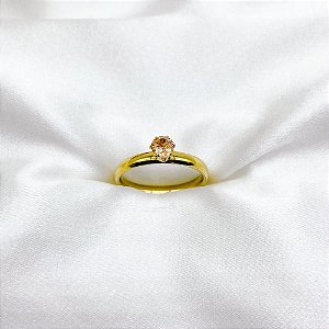 ANEL TIPO SOLITÁRIO DOURADO - PEDRA CHAMPANHE (UNIDADE)