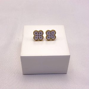 BRINCO AÇO INOXIDÁVEL TREVO BRANCO - DOURADO