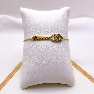 PULSEIRA AÇO INOXIDÁVEL CRAVEJADA INSPIRE-SE REGULAVEL - DOURADA