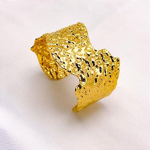 BRACELETE AÇO INOXIDÁVEL MAXI MARTELADO - DOURADO