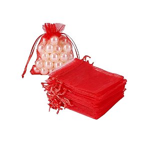 KIT 10 SAQUINHOS DE ORGANZA 7X9 CM  P - VERMELHO