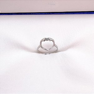 ANEL  AÇO INOXIDÁVEL CORAÇÃO - PRATEADO