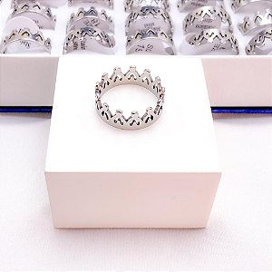 ANEL  AÇO INOXIDÁVEL COROA CORAÇÃO - PRATEADO