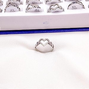 ANEL  AÇO INOXIDÁVEL CORAÇÃO - PRATEADO