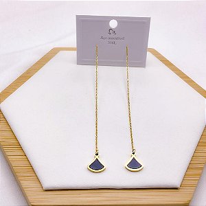 BRINCO AÇO INOXIDAVEL CORRENTE PRETO ESTILO ALFINETE  - DOURADO