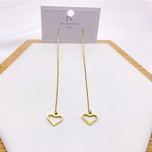 BRINCO AÇO INOXIDAVEL CORRENTE CORAÇÃO ESTILO ALFINETE  - DOURADO