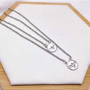 ESCAPULÁRIO AÇO INOX 50CM POMBA DA PAZ - PRATEADO