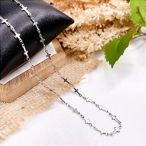 CORRENTE AÇO INOXIDAVEL CRUZ  60CM - PRATEADA