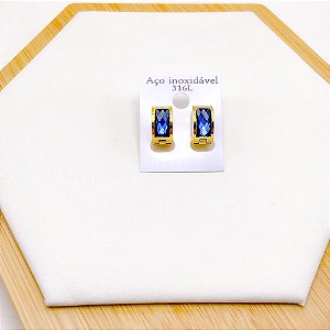 BRINCO AÇO INOX ARGOLINHA CLICK  DOURADO - AZUL