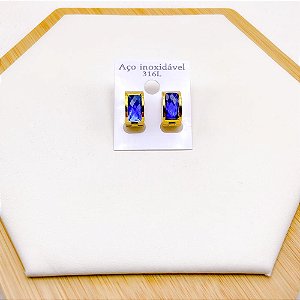 BRINCO AÇO INOX ARGOLINHA CLICK  DOURADO - AZUL ESCURO