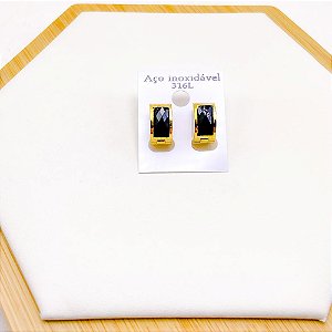 BRINCO AÇO INOX ARGOLINHA CLICK  DOURADO - PRETO