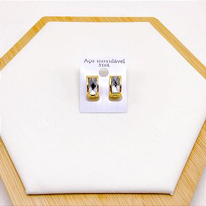 BRINCO AÇO INOX ARGOLINHA CLICK  DOURADO - CRISTAL