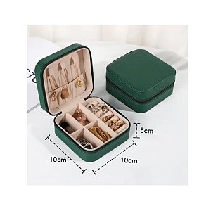 PORTA JÓIAS DE BOLSA QUADRADO - VERDE ESCURO