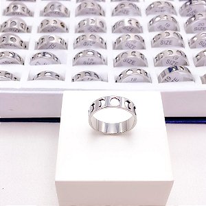 ANEL  AÇO INOXIDÁVEL MEIA LUA - PRATEADO