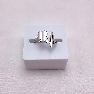 ANEL  AÇO INOXIDÁVEL CORAÇÃO BATIMENTOS - PRATEADO