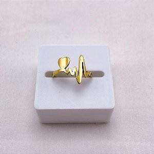 ANEL  AÇO INOXIDÁVEL CORAÇÃO BATIMENTOS - DOURADO