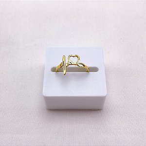 ANEL  AÇO INOXIDÁVEL CORAÇÃO BATIMENTOS - DOURADO