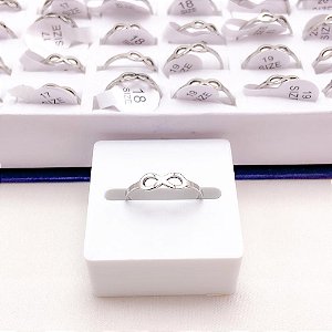 ANEL  AÇO INOXIDÁVEL SIMBOLO INFINITO - PRATEADO