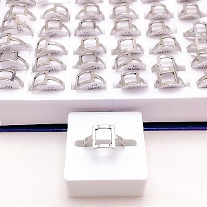 ANEL  AÇO INOXIDÁVEL GEOMETRICO - PRATEADO