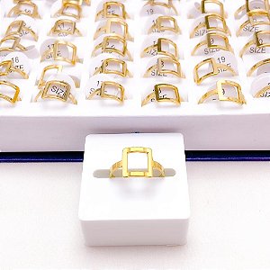 ANEL  AÇO INOXIDÁVEL GEOMETRICO - DOURADO