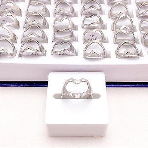 ANEL  AÇO INOXIDÁVEL CORAÇÃO - PRATEADO
