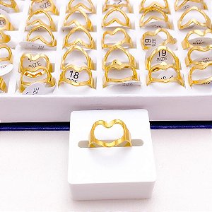 ANEL  AÇO INOXIDÁVEL CORAÇÃO - DOURADO